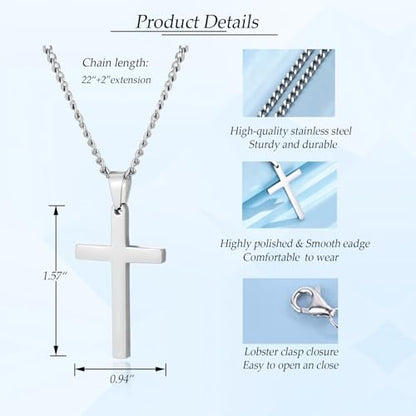 EPIRORA 10/11/12/13/14/15/16/17/18/19/20th 21st Birthday Gifts for Men Boys, Stainless Steel Chain Silver Cross Necklace Jewelry Presents for Son Grandson Nephew Brother - style: 21st Bday