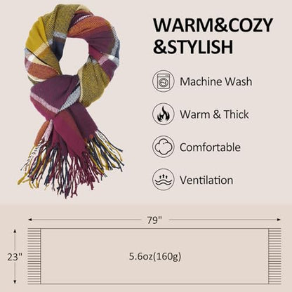 Loritta Winter Scarf for Women, Long Plaid Shawl Wraps Scarves Gifts - color: Color Lattice