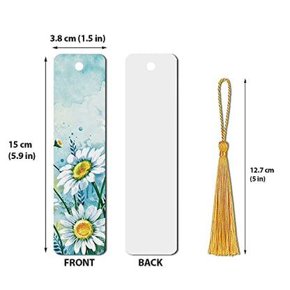 WIRESTER Set of 2 Metal Bookmarks with Light Gold Tassel for Students, Reader, Teachers, Book Lovers - Daisies Flowers, Sunflowers Flowers - color: Daisies Flowers, Sunflowers Flowers
