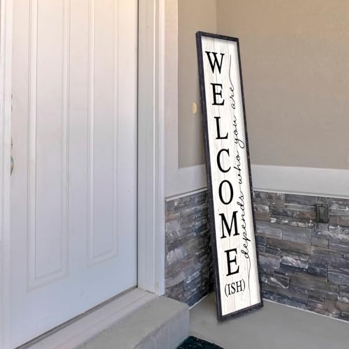 RLWangChao Welcome-ish Sign for Front Porch Standing, 45"X9", Black - color: Black-Wood Sign