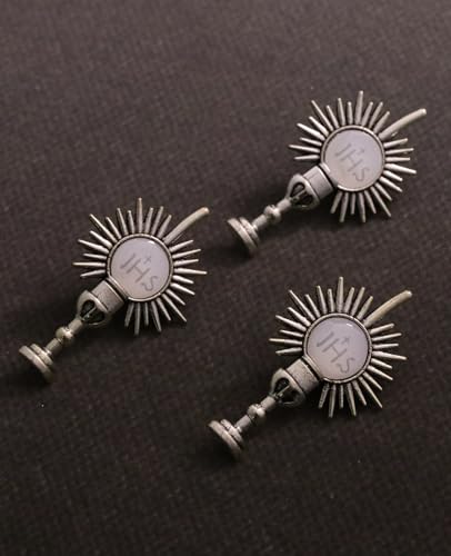 Cottvott Holy Spirit Enamel Dove Lapel Pins/Holy Chalice Pins Catholic Crucifix Jesus Cross Lapel Pins Religious Brooches Women Men Christian Party Favors - color: 5pcs-IHS chalice-silver color