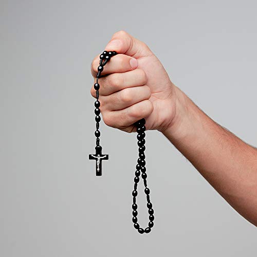 Intercession First Wood Rosary - Made in Brazil - style: Black - 6/8mm Beads