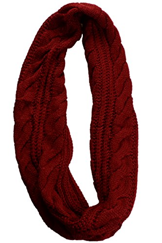 NEOSAN Womens Thick Ribbed Knit Winter Infinity Circle Loop Scarf - color: Twist Claret