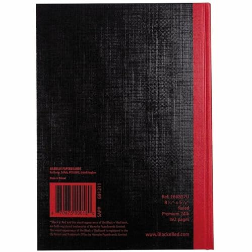 Black n Red - A5 Feint Lined Notebook Pad - size: 1 Count, style: Small