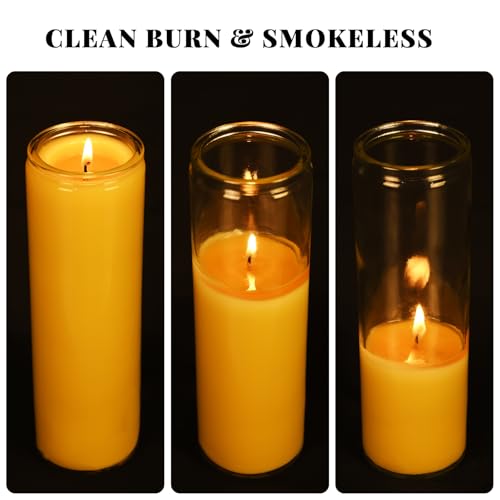 TELOSMA 7-Day Pure Beeswax Yartzeit Candle - Yellow Unscented Prayer Candle
