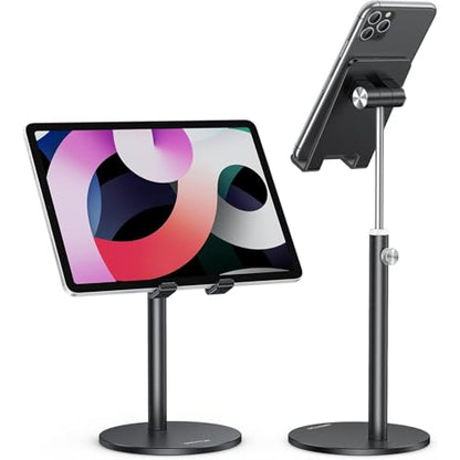 OMOTON CA04 Aluminum Tablet Phone Stand, Adjustable Desk Stand Black - color: Black