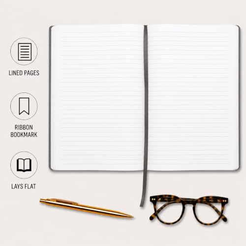 WORLD TRAVELER Large Lined Journal Notebook 256 Ruled White & Ivory Pages - color: Marble