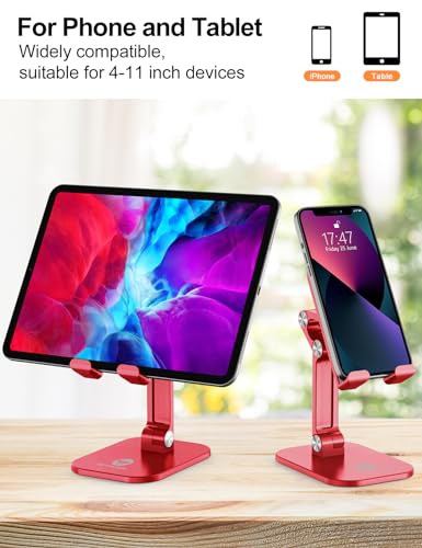 OCYCLONE Phone Stand for Desk, Foldable Cell Phone Stand Holder, Red - color: Red