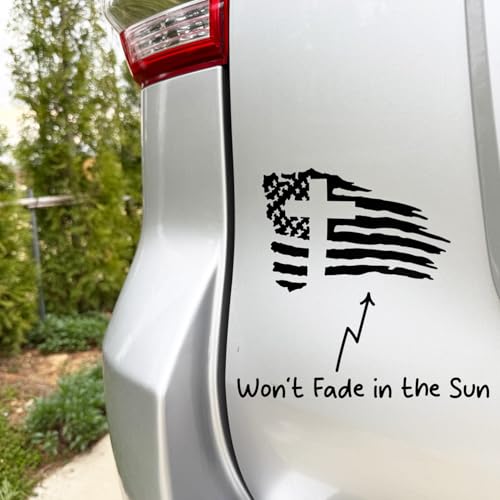 GRITKULTURE American Flag with Cross Vinyl Decal Sticker for US Christian Cars, Trucks, Laptops, Jesus, Window Decal Sticker Police Thin Blue Line (Black) - color: Black