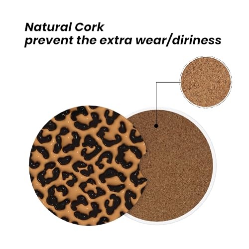 Car Coasters for Cup Holder 2 Pack - Brown Leopard Print - color: Brown Leopard Print