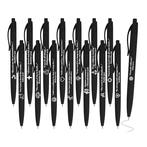 15 Pcs Bible Pens Christian Pen, Bible Verse Pens with ST Nip - color: Black