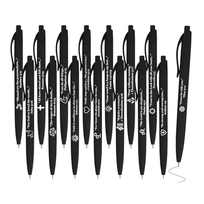 15 Pcs Bible Pens Christian Pen, Bible Verse Pens with ST Nip - color: Black