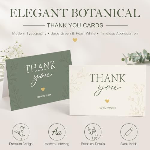 30-pack Thank You Cards Bulk with Envelopes & Stickers, Blank Note Cards