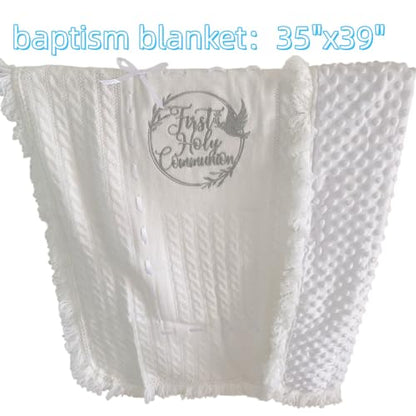 Baby Blanket White Baptism Christening Gifts for Girl Boys - color: White