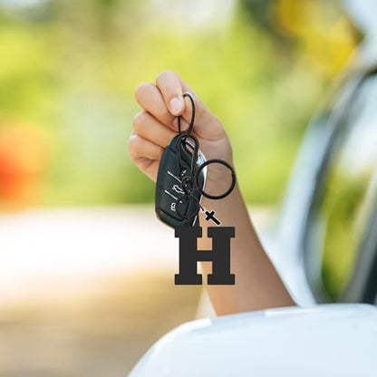 Dabihu Letter Keychain Christian Letter A-Z Alphabet Keyring for Backpack Handbag Alphabet Monogram Key Chain - color: H