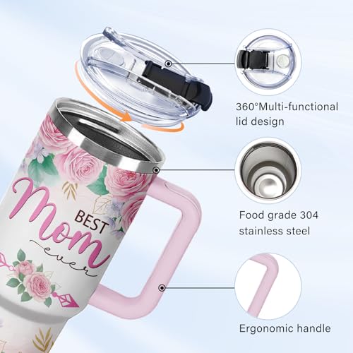 Christian Gifts for Women 40oz Tumbler - Insulated Travel Mug with Handle (Best Mom 2, 40 Ounces) - color: Best Mom 2