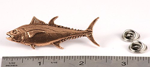 Bluefin Tuna Fish Pin, Pewter, Lapel, Hat, Pins, Brooch, Brooches, Jewelry, Gift, Handmade in the USA, 200 Fish Designs Available. S009Z - color: Copper Plated