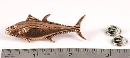 Bluefin Tuna Fish Pin, Pewter, Lapel, Hat, Pins, Brooch, Brooches, Jewelry, Gift, Handmade in the USA, 200 Fish Designs Available. S009Z - color: Copper Plated