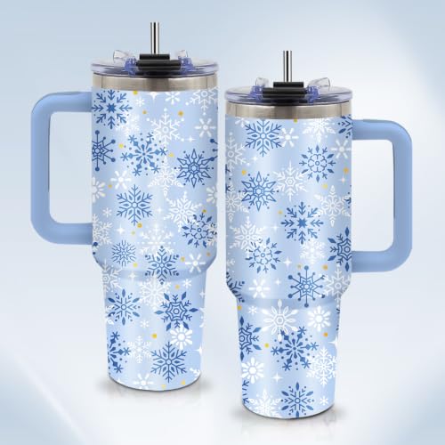 Christian Gifts for Women 40oz Tumbler - Insulated Travel Mug with Handle (Christmas Snowflake, 40 Ounces) - color: Christmas Snowflake