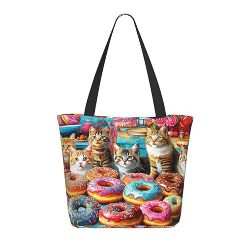 Funny Christian Tote Bags For Women With Zipper Christian Gifts For Work Gym Travel Beach Women With Large Capacity - color: Donuts