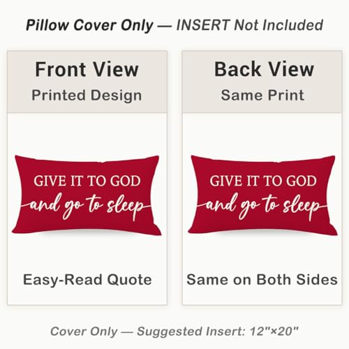 Red Christmas Pillow Covers 12x20 Inch Set of 2, Christian Decor - color: Red