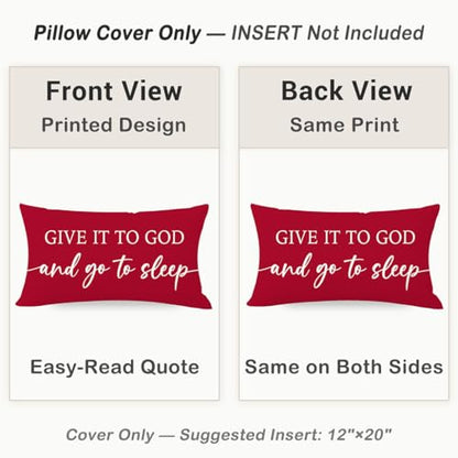 Red Christmas Pillow Covers 12x20 Inch Set of 2, Christian Decor - color: Red