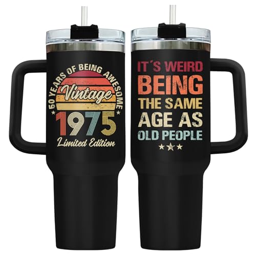 34HD Dad Vintage 1975 50th Classic 40 oz Tumbler with Handle, Gift for Papa - color: 1975 Vintage