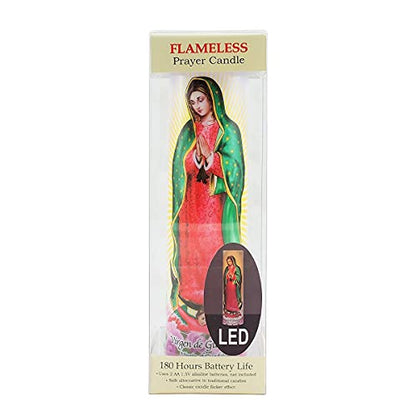 Virgin of Guadalupe Flameless LED Prayer Candle, Unique Religious Decoration, Gift Idea for Mothers Day, Birthday, or Any Holiday 8.2 Inches - size: 1 Count, style: Virgin of Guadalupe