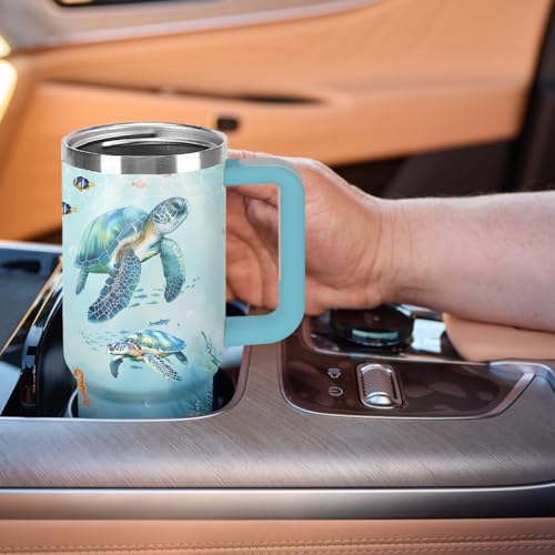Christian Gifts for Women 40oz Tumbler - Insulated Travel Mug with Handle (Sea Turtle, 30 Ounces) - color: Sea Turtle