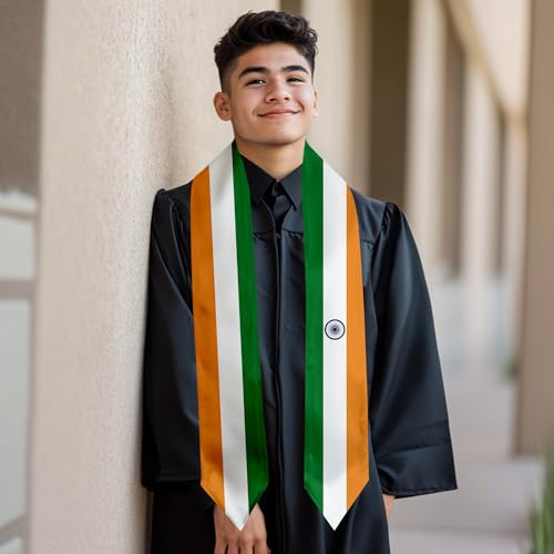 Graduation Satin Sash Scarf 72" Stole - color: India Flag