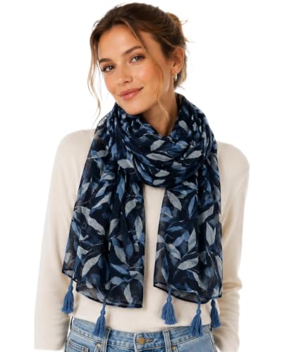 YOUR SMILE Large Boho Scarf for Women Lightweight Floral Printed Scarves Fall Winter Fashion Fringed Shawl wraps - color: 44