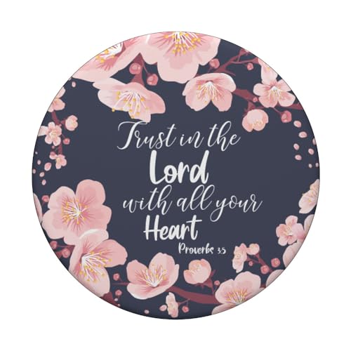 Christian Bible Verse Proverbs 3:5 Navy Blue Floral PopSockets Adhesive PopGrip - style: Adhesive PopGrip