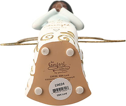 Pavilion Gift Company The Lord is My Strength Exodus 15:2-5.25 Inch African American Kneeling Praying Collectible Resin Angel Figurine, Blue