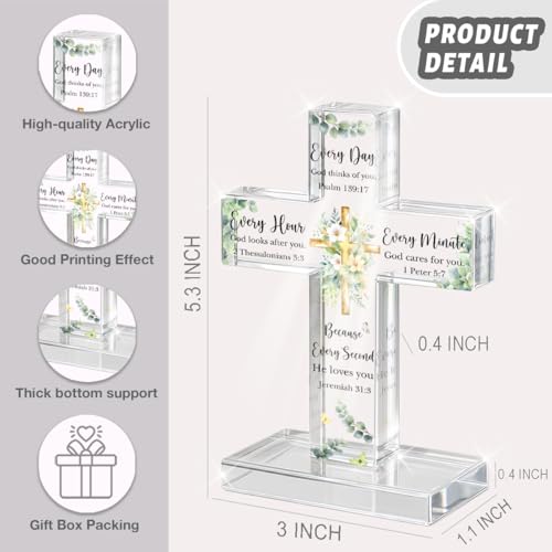 PVOPVO Standing Cross Christian Gifts, Acrylic Religious - color: Every