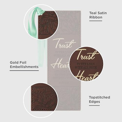 Christian Art Gifts Premium Faux Leather Floral Bookmark: Trust in The Lord - color: Brown - Trust Lord