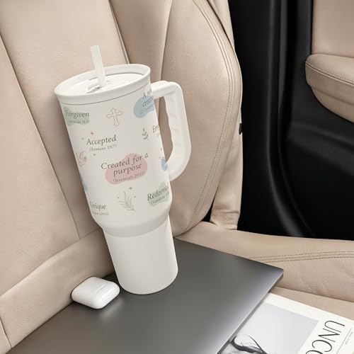 SANDJEST Christian Gift for Women – Inspiration Insulated Stainless Steel Tumbler with Handle and Straw - Religious Gifts for Birthday Christmas, 40oz - color: Christian 1