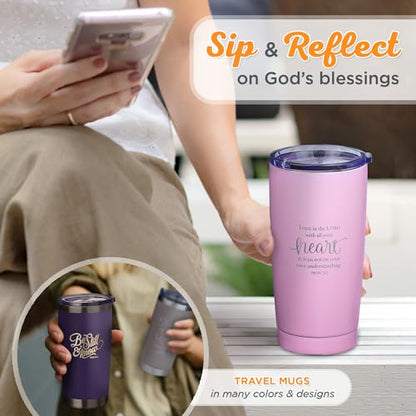 Christian Art Gifts Large Insulated Trust in the Lord Pink Travel Mug for Women - color: Pink/Trust in the Lord