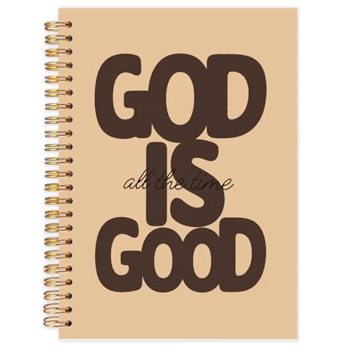 Yhtrg God Is Good Christian Spiral Hardcover Notebook, Tan Chocolate Brown Inspirational Writing Journal, Minimalist Neutral Religious Faith Prayer Notebook for Bible Study Daily Journaling, 5.5x8.3 - color: Tan Chocolate