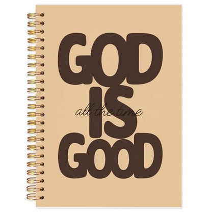 Yhtrg God Is Good Christian Spiral Hardcover Notebook, Tan Chocolate Brown Inspirational Writing Journal, Minimalist Neutral Religious Faith Prayer Notebook for Bible Study Daily Journaling, 5.5x8.3 - color: Tan Chocolate