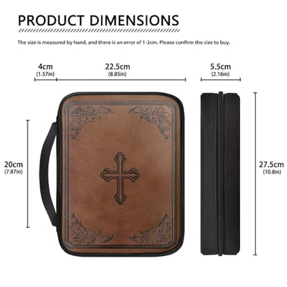Cross Design Bible Cover for Women Men with Handle Portable Book Carrying Cases Church Bag - color: Cross