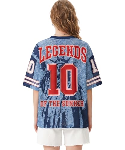 Soccer Jersey for Men and Women, Breathable Football Shirt, Lightweight Athletic Teamwear for Sports Fans and Game Day - color: Glory-blue, size: Large