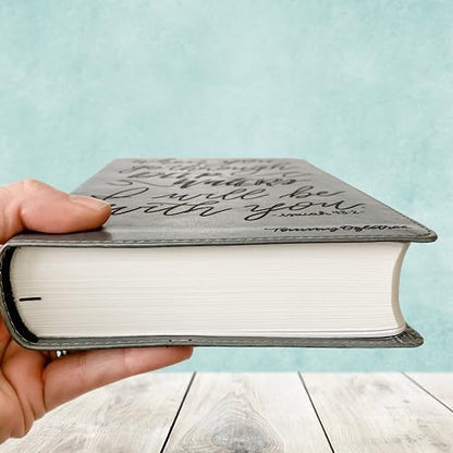 JOY CREATIVE Hand Lettered and Laser Engraved ESV Bible, Student Study Bible with Gray Cover, Personalized Gift, Custom Name Engraving Available
