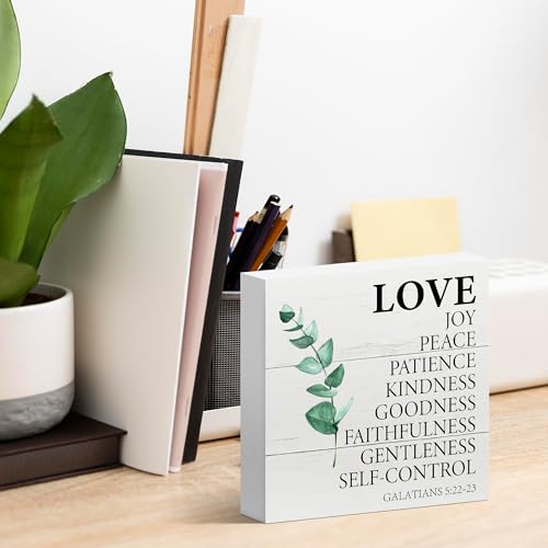 Fruit of the Spirit, Love Joy Peace Patience Sign, Christian Wooden Sign - color: Green