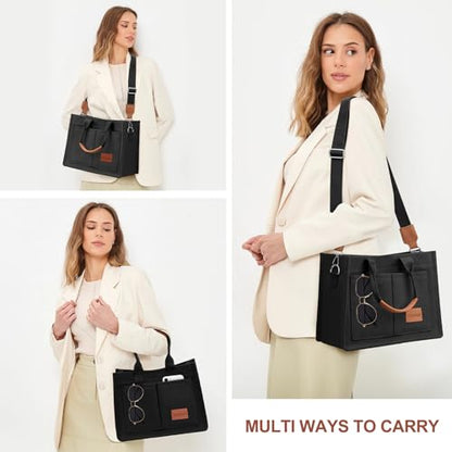 LHMTQVK Canvas Tote Bag for Women, Work & Bible Study Handbag - color: Black