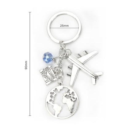 Airplane Keychains Travel Keychain for Women Compass Keyring Travel Airplane Keychain Gifts with Angel Charm - color: White8