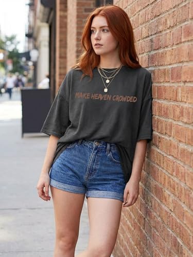 Christian Shirts for Women Faith Over Fear Oversized Graphic Tees - color: Darkgrey1, size: Large