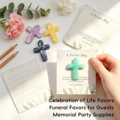 36pcs Easter Gifts Pocket Crosses in Bulk, Funeral Favors Set With Mini Resin Cross and Hug Greeting Cards, Christian Pocket Hug Token Keepsake Exchange Card for Friends Family Coworker Employee - color: Cross