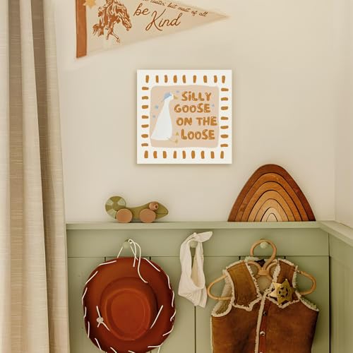 Goose Nursery Decor Silly Gooses On the Loose Wood Block Sign - color: Silly Gooses On the Loose-5x5
