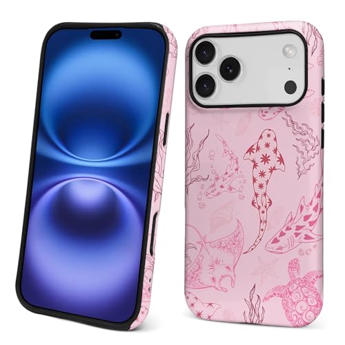 Case for iPhone 17 Pro Max/18 Pro Max,Drop Protection Hybrid 2-Layer Hard Phone Cover-Ocean Animal Whale Shark-Pink - color: Ocean Animal Whale Shark-Pink, size: iPhone 17 Pro Max/18 Pro Max