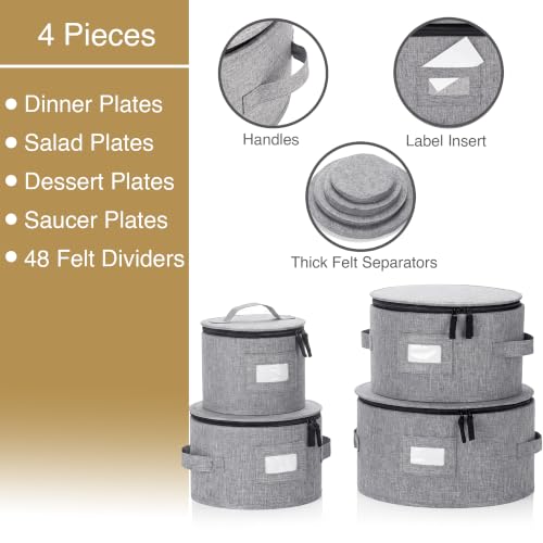 Stack Store Plus More Set of 4 China Storage Cases for Dinnerware - Hard Shell and Stackable - Sizes: 12" - 10" - 8.5" and 7" W - 48 Plate Separators Included - style: Set of 4 Plate Cases